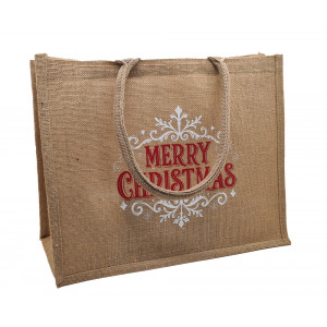 Merry Christmas Printed Jute Bags