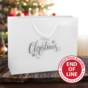 410mm White Laminated Merry Christmas Gift Bags