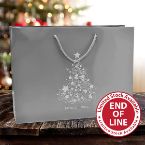 400mm Silver Laminated Christmas Tree Carrier Bags