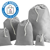 140mm Grey Cotton Drawstring Bags 