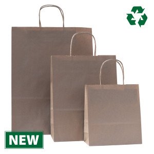 240mm Brown Eco Recycled Twisted Handle Paper Carrier Bags