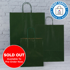 240mm Dark Green Twisted Handle Paper Carrier Bags