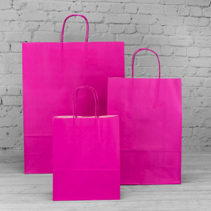 320mm Fuchsia Twisted Handle Paper Carrier Bags